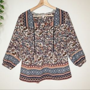 Knox Rose Boho Peasant Top Size Medium